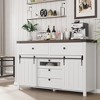 Farmhouse Buffet Cabinet, Sideboard Storage Cabinet with 5 Drawers and Sliding Barn Doors - 3 of 4