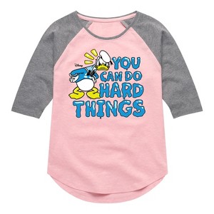 Girls' - Disney - You Can Do Hard Things Shirt Tail Raglan Graphic T-shirt - 1 of 4