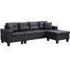 Sectional Sofa Set for Living Room with L Shape Chaise Lounge ,cup holder and Left or Right Hand Chaise Modern 4 Seat (BLACK) - 2 of 4