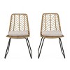 Outdoor PE Rattan Armless Dining Chairs Set of 2,Leaf Style Backrest Chair with Cushion,Wicker Garden Dining Chair for Backyard,Deck-Coolbibila - 3 of 4