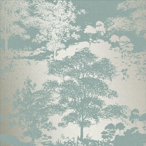 Meadow Dusk Blue and Gold Trees Paste the Wall Wallpaper - 1 of 4