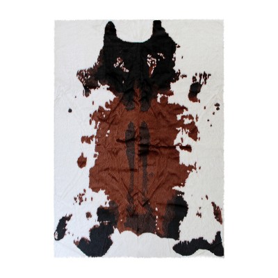 Image of Emma and Oliver 3x5 Vegan and Cruelty Free Faux Cowhide Rug in Brown, Acrylic & Polyester Fibers and Polyester Backing for Guilt Free Style