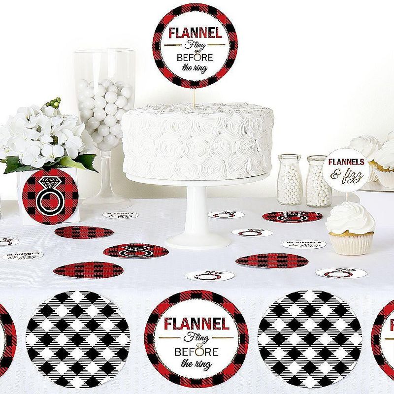 Big Dot of Happiness Flannel Fling Before the Ring - Buffalo Plaid Party Giant Circle Confetti - Bachelorette Party Décor - Large Confetti 27 Count, 5 of 8