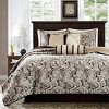 Sapphtopaz 6 Piece Quilt Set Comforter Set Jacquard Plant Printing Vermicelli Quilting Reversible Quilt with Throw Pillows - 3 of 4