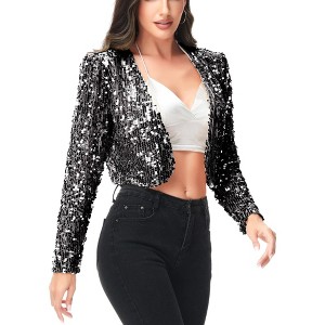 Anna-Kaci Women's Sequin Bedazzled Long Sleeve Bolero - 1 of 4