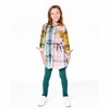 Deux par Deux Girl Shirt Dress with Belt Green Pink and Yellow - 3 of 4