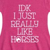Girls' - Instant Message - Idk I Like Horses Fit & Flair Cap Sleeve Graphic Dress - 2 of 4