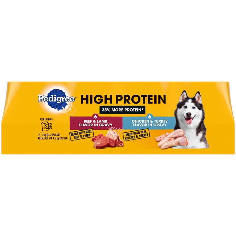Pedigree High Protein In Gravy Beef &#38; Lamb &#38; Chicken &#38; Turkey Adult Wet Dog Food - 13.2oz/12ct Variety Pack, 1 of 8