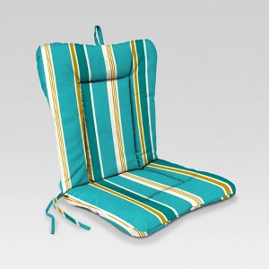 Outdoor Knife Edge Euro Style Dining Chair Cushion - Blue/Green Stripe - Jordan Manufacturing