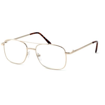 Calabria 8151 Mens Aviator Reading Glasses | Lightweight & Comfortable | Metal Frame | Silicone Nose Pads | 5.25 x 1.6 | Brown | +1.50