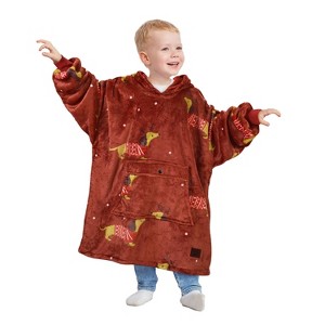 Catalonia Wearable Blanket Hoodie Sweatshirt for 4-12 Yr Girl Boy Kid, Oversized Fleece Hoodie Pullover, Cozy Warm Gift for Girl Boy Kid - 1 of 4