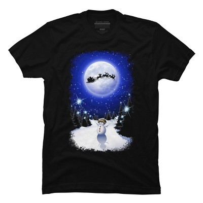 Men's Design By Humans Magical Snowman's Christmas Eve By BluedarkArt T-Shirt