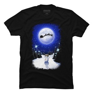 Men's Design By Humans Magical Snowman's Christmas Eve By BluedarkArt T-Shirt - 1 of 4