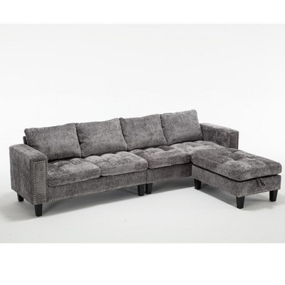 NicBex L-Shaped Convertible Sectional Sofa,5-Seat Modular Couch with Storage Ottoman for Living Room,Apartment,Office