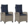 vidaXL Reclining Patio Chairs with Cushions - 2 pcs Set, Gray Poly Rattan, Adjustable Backrest, Weather-Resistant Outdoor Lounge Seating - 2 of 4