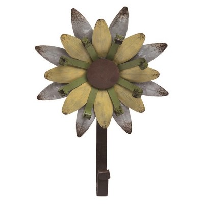 Transpac Metal 9 in. Yellow Spring Garden Flower Hook