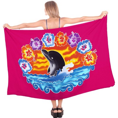 LA LEELA Women's Beachwear Summer Beach Wrap Bikini Wraps Sarong Swimwear Swim Cover Up Skirt Pareo Coverups for Women One Size Pink,Floral