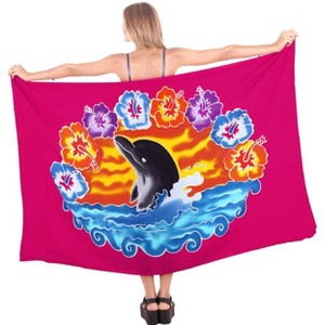 LA LEELA Women's Beachwear Summer Beach Wrap Bikini Wraps Sarong Swimwear Swim Cover Up Skirt Pareo Coverups for Women One Size Pink,Floral - 1 of 4