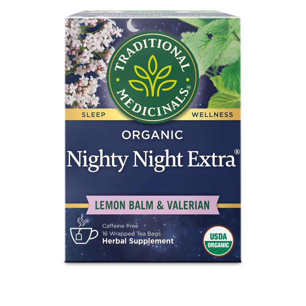 Traditional Medicinals Organic Nighty Night Valerian Herbal Tea - 16ct: Non-Caffeinated, Gluten-Free