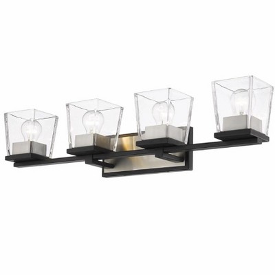 Bleeker Street 4-Light Vanity - Matte Black & Brushed Nickel, Dimmable, Damp Rated
