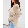 Women's Crochet Tops Long Sleeve Hollow Out Beach Summer Sweater Boho Knit Coverup - 2 of 3