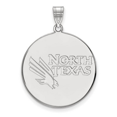 Black Bow Jewelry 14k White Gold North Texas Mean Green NCAA Extra Large Pendant