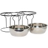 YML 7-Inch Wrought Iron Stand with Double Stainless Steel Feeder Bowls - 2 of 4
