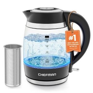 Chefman Fast-Boil 1.8L Electric Kettle with Tea Infuser, LED Lights - Black - 1 of 4