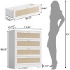 Homhougo Tall Rattan Wooden Dresser with 4 Drawer for Bedroom,Spacious Storage Chest of Drawers with Wide Top,Handles White - 2 of 4