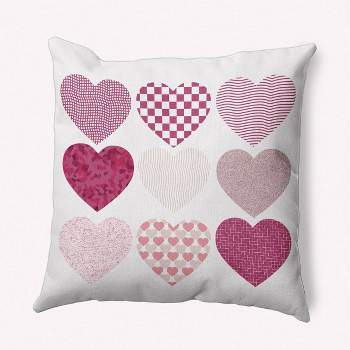 16"x16" Valentine's Day Patterned Hearts Square Throw Pillow Pink - e by design