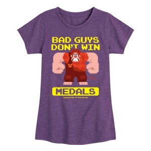 Girls' - Disney - Bad Guys Don't Win Medals Fitted Short Sleeve Graphic T-Shirt - 1 of 4