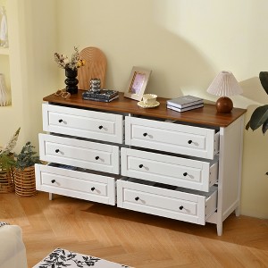 KTMBDW White Drawer Wood Dresser, Wooden Chest of Drawers for Bedroom, Storage Cabinet and Organizer Drawers for Living Room, Hallway, Closet - 1 of 4