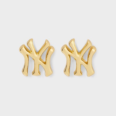 Bijoux Sport By Luv Aj Mlb Gold Plated Brass Logo Stud Earrings New York Yankees Gold Target