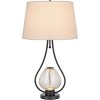 Cal Lighting Forssa 100W 3 Way Table lamp with 2W LED Night Light in Glass and Metal Base. - 3 of 4