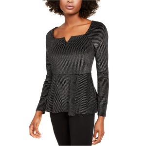 Thalia Sodi Womens Velvet Peplum Blouse, Metallic, X-Small - 1 of 1