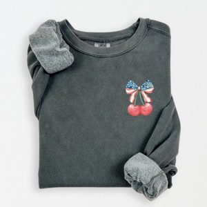 Simply Sage Market Patriotic Cherries Coquette Lightweight Garment Dyed Sweatshirt - 1 of 4