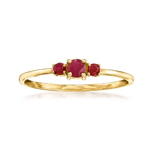 RS Pure by Ross-Simons 0.20 ct. t.w. Ruby 3-Stone Ring in 14kt Yellow Gold - 1 of 4
