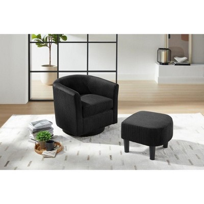 NicBex Accent Chair with Ottoman and Cushion Design,Chair and Ottoman Sets for Bedroom,Reading Room,Black