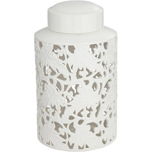 Dahlia Studios Angelique 15 3/4" High White Ceramic Jar with Lid - 1 of 4