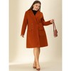 Women's Plus Size Notched Lapel Double Breasted Winter Long Overcoats with Pockets - Agnes Orinda - 3 of 4