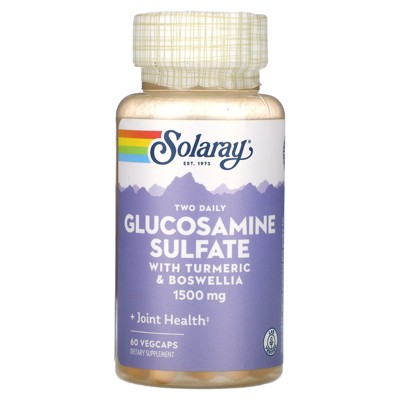 Solaray Glucosamine Sulfate, with Turmeric & Boswellia, 1,500 mg, 60 Vegcaps (750 mg per Capsule)