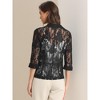 INSPIRE CHIC Women's Bussiness Casual Blazers Floral Lace 3/4 Sleeve Single Button Elegant Blazer Suits - 4 of 4