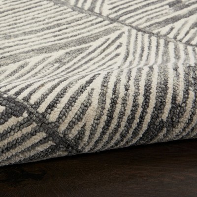Artisanal Grey and White Hand-Tufted Wool Rectangular Area Rug, 8'3" x 11'6"