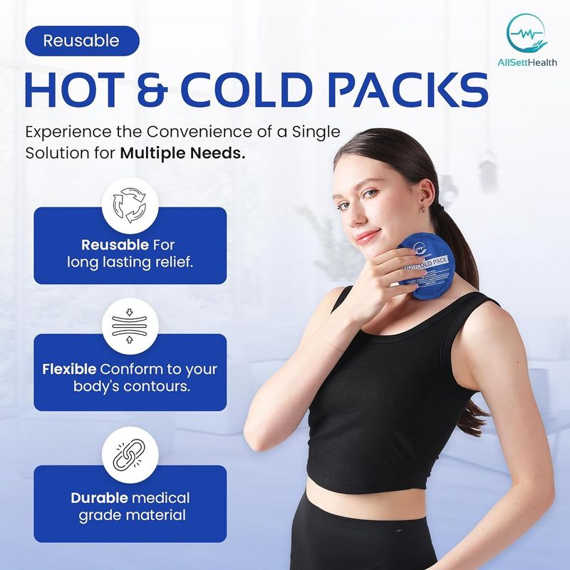AllSett Health Reusable Ice Packs – Hot and Cold Ice Packs for Injuries – 7 Piece Flexible Ice Pack in Multiple Shapes and Sizes – Multi Use - Blue, 2 of 8