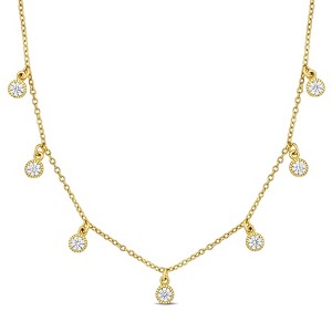 EVERLY JEWELRY | Yellow Plated Sterling Silver Round Cubic Zirconia Station Necklace, 16"+2"-inch - 1 of 4