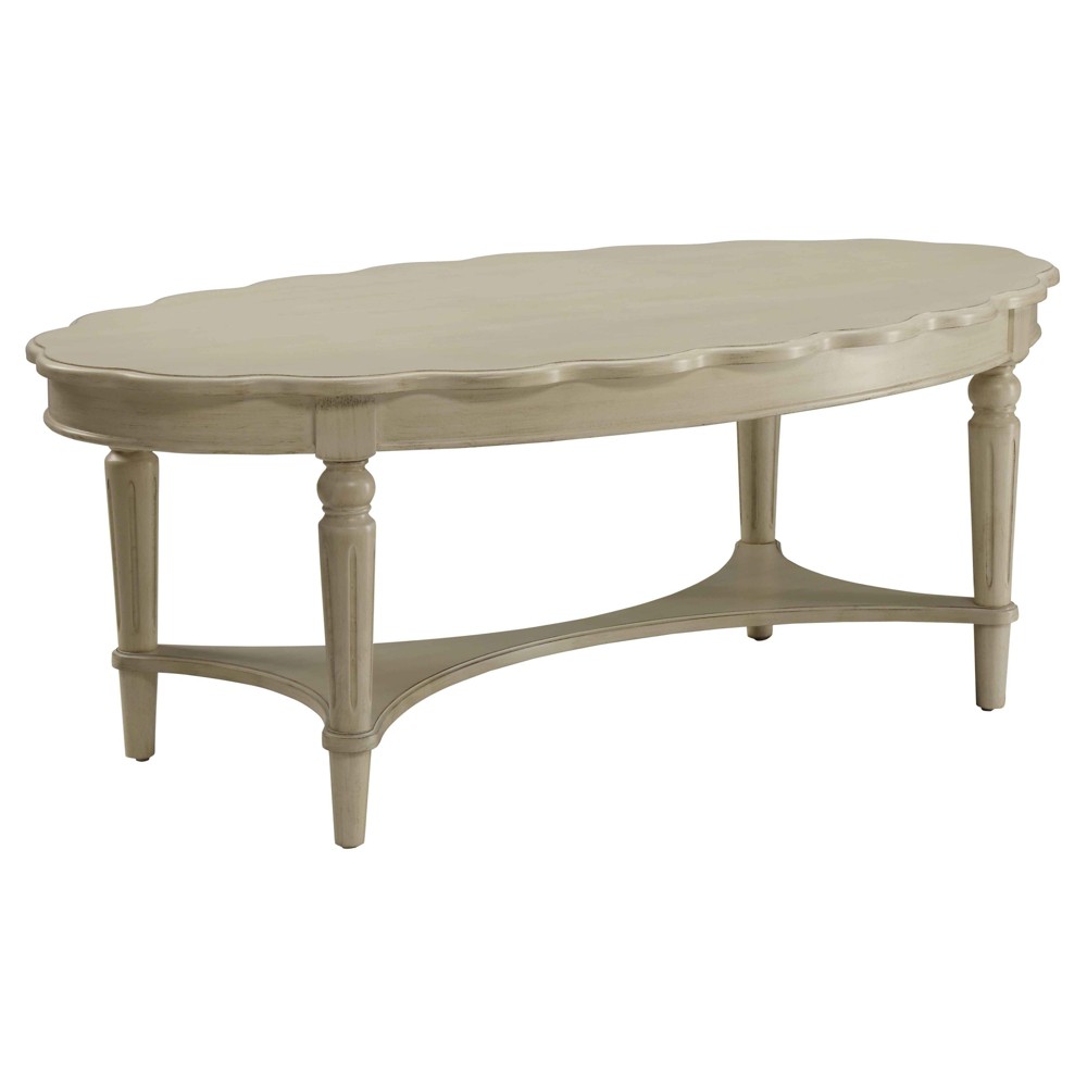 Coffee Table Off White - Acme Furniture: Carved Wood Legs, Antique Finish, Living Room Furniture