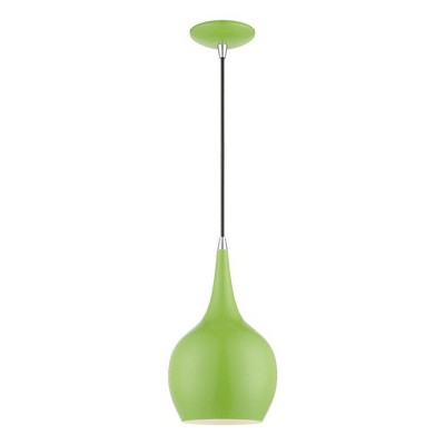Livex Lighting Andes 1 - Light Pendant in  Shiny Apple Green/Polished Chrome