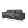 3-Seat Outdoor Patio Sofa with Cushions, PE Rattan Wicker Sofa with Wide Armrests, Outdoor Wicker Couch - 3 of 4