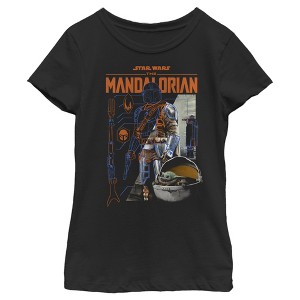 Girl's Star Wars The Mandalorian Din Djarin Schematics T-Shirt - 1 of 4