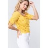 Slickblue Women's Smocked Ruched Top, Elbow Sleeve Woven Blouse for Trendy Look, Mauve, S - 3 of 4